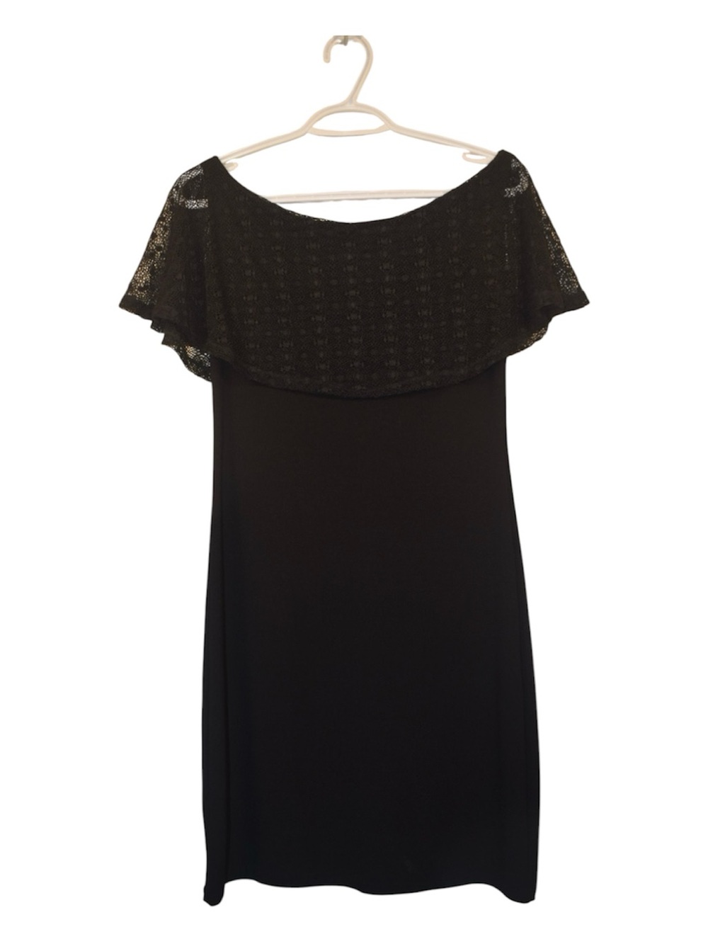 Off-Shoulder Black Ruffle Midi Dress